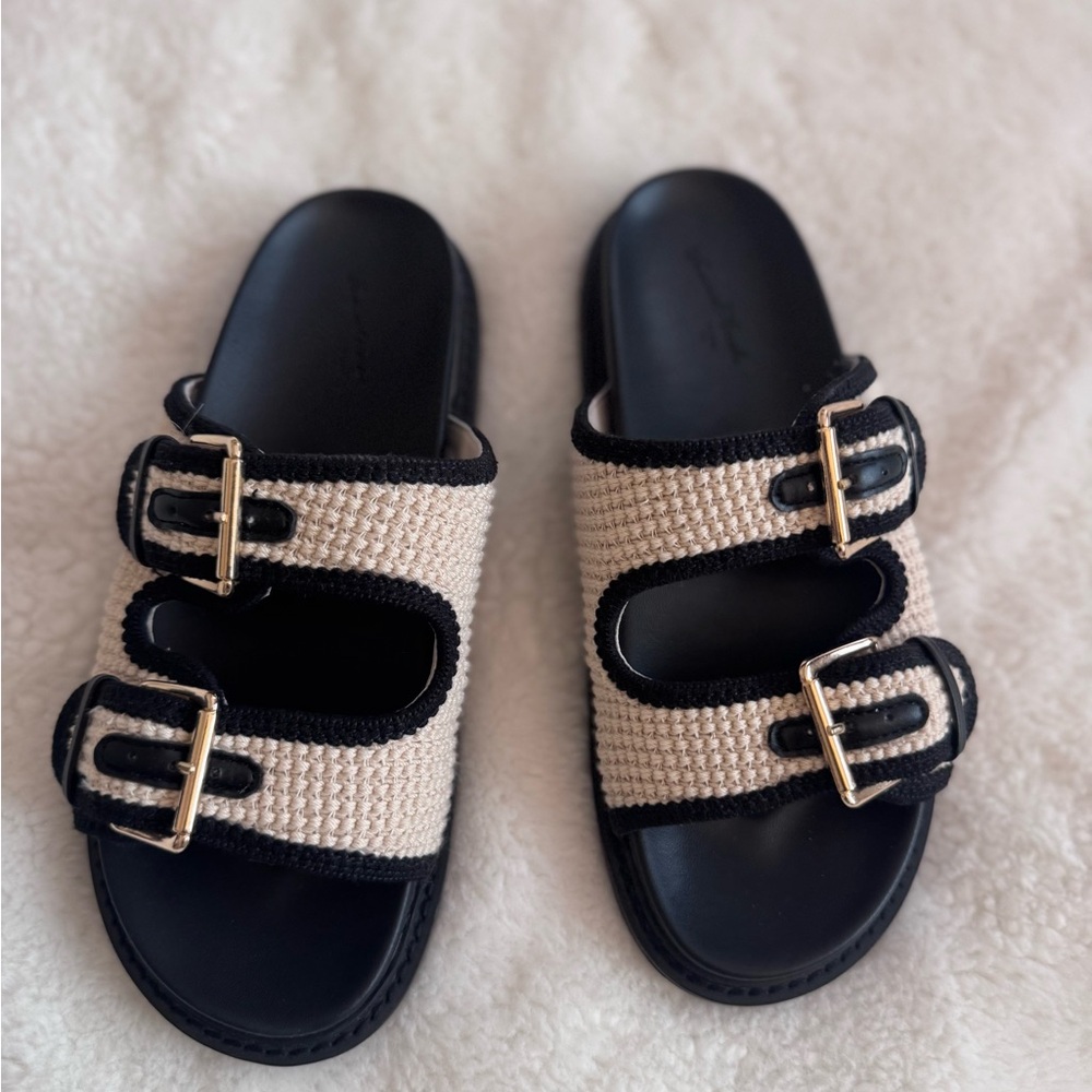 Universal Thread Black and Cream Buckle Sandals - Picture 2 of 4